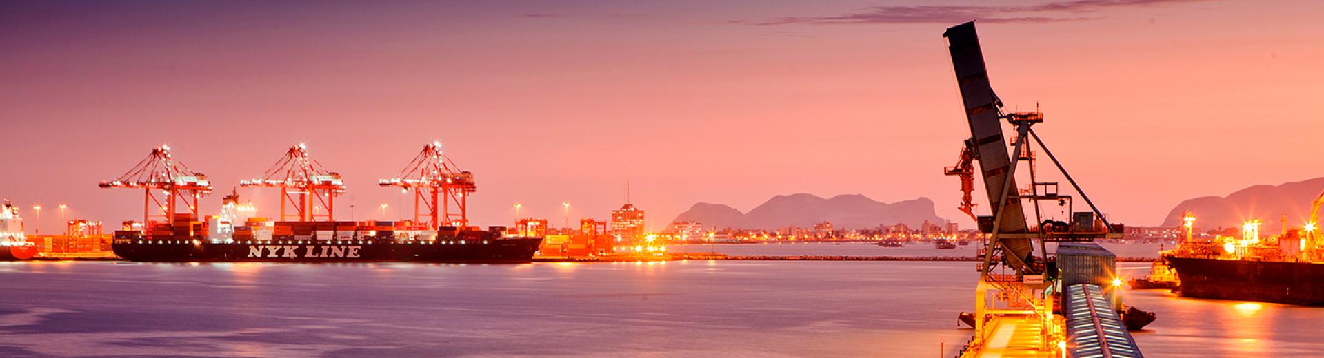 Boat loader by night