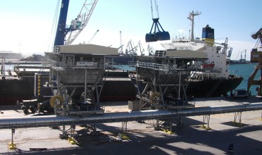 Transport und Lagerung von Getreide im Hafen von Tarragona